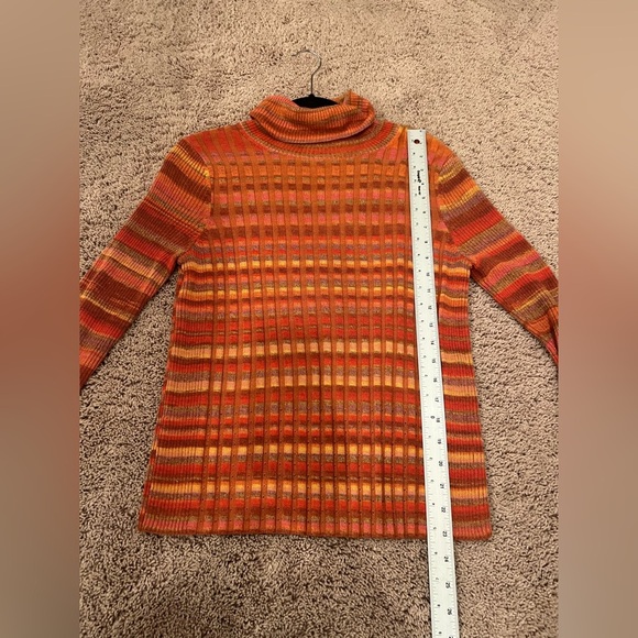 Anthropologie moth sydney turtleneck medium red orange multicolor ribbed wool - Picture 16 of 16